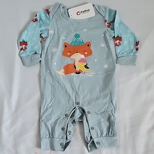 PatPat Blue Fox Print Kids One Piece